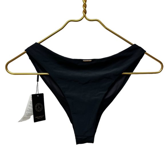 RELLECIGA Black Cheeky Brazilian Cut Bikini Bottom Women's Size M - Picture 2 of 5